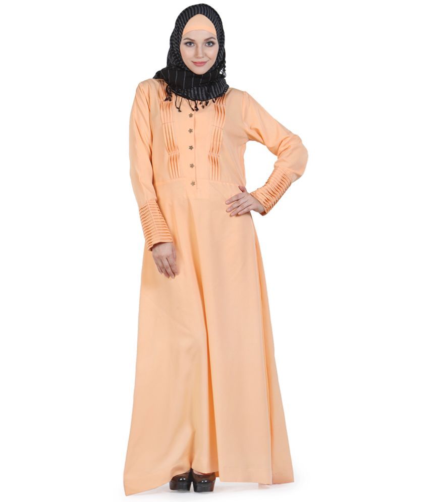     			Momin Libas Orange Polyester Stitched Burqas without Hijab -