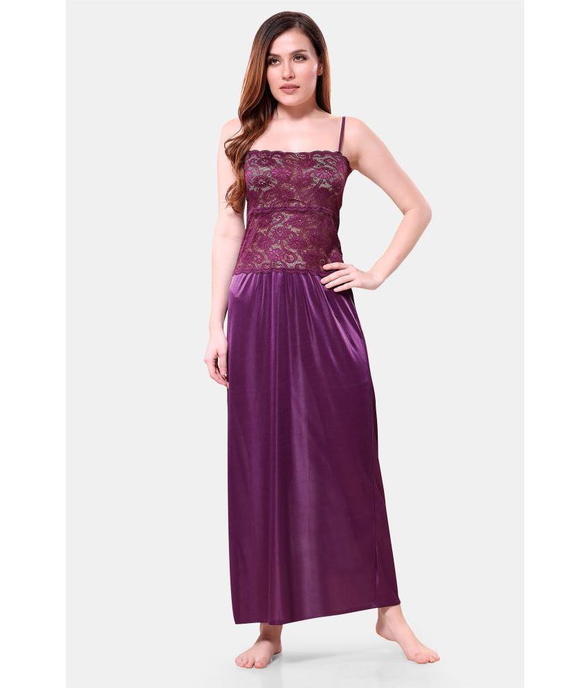     			Romaisa Purple Satin Women's Nightwear Nighty & Night Gowns ( Pack of 1 )