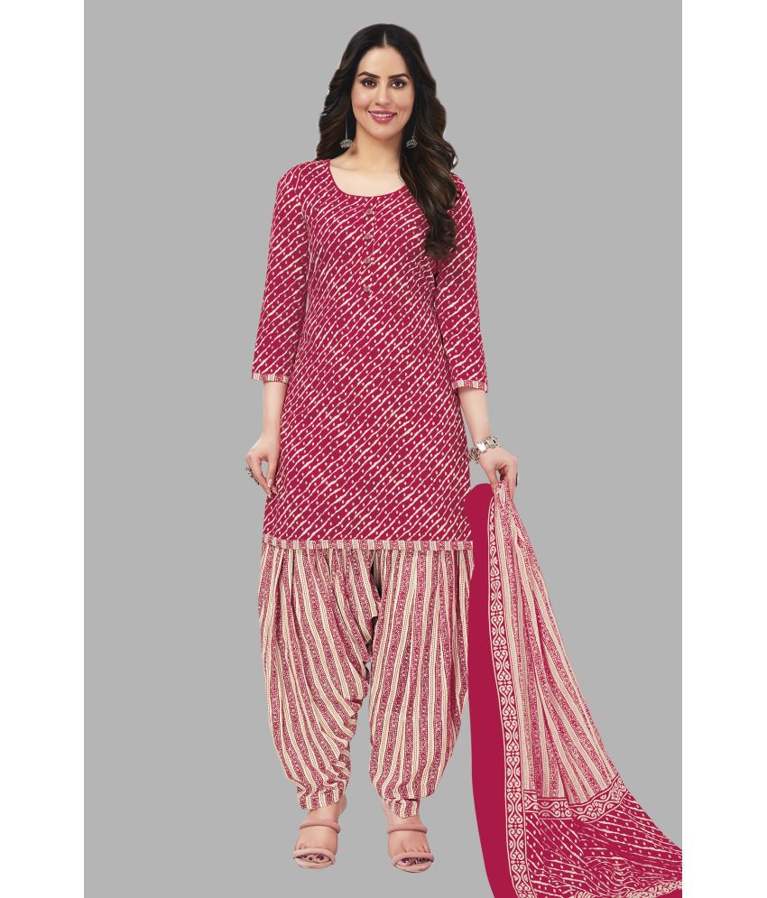     			SIMMU Unstitched Cotton Printed Dress Material - Red ( Pack of 1 )