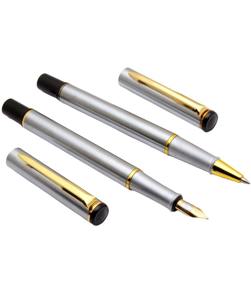     			Srpc Set Of Fountain Pen & Rollerball Pen Millennium Silver Metal Body With Arrow Clip