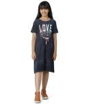 Under Fourteen Only Cotton Asymmetric Dress For Girls ( Pack of 1 , Blue )