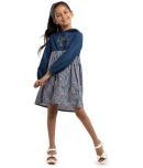 Under Fourteen Only Cotton A-line Dress For Girls ( Pack of 1 , Blue )