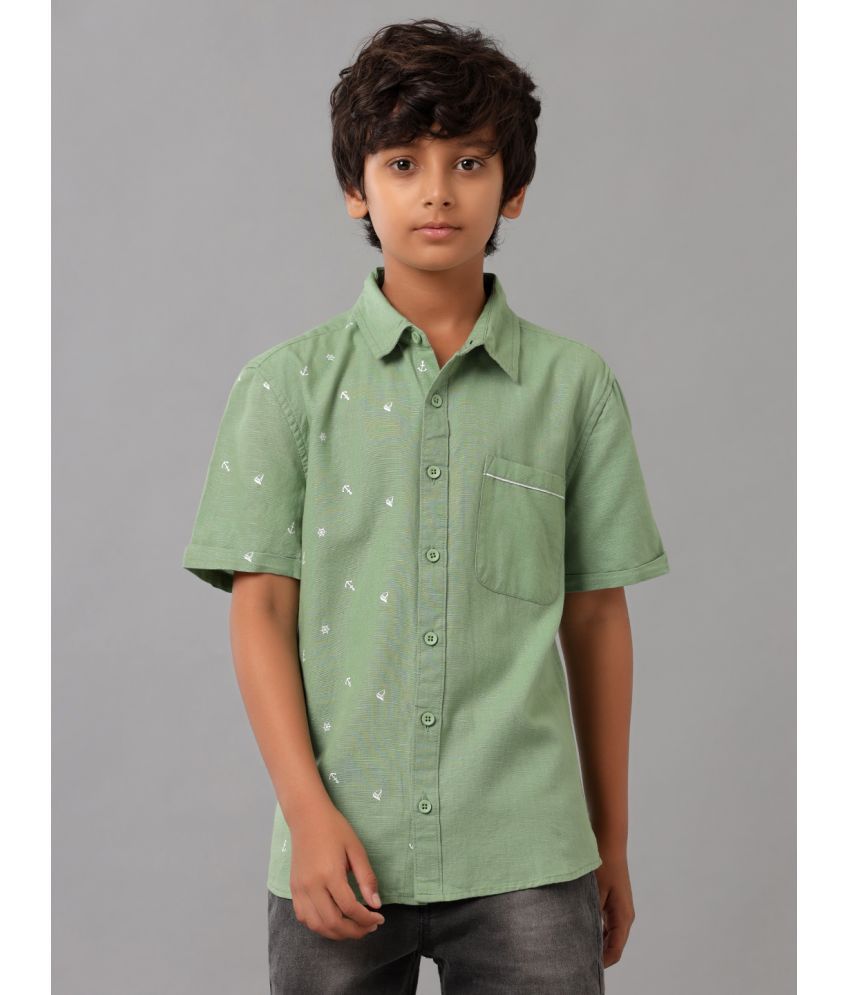     			Under Fourteen Only Pack of 1 Boys 100% Cotton Half Sleeves Shirt ( Green )