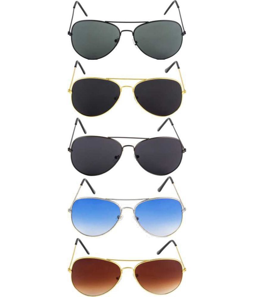     			Funk Multicolor Pilot Sunglasses ( Pack of 5 )