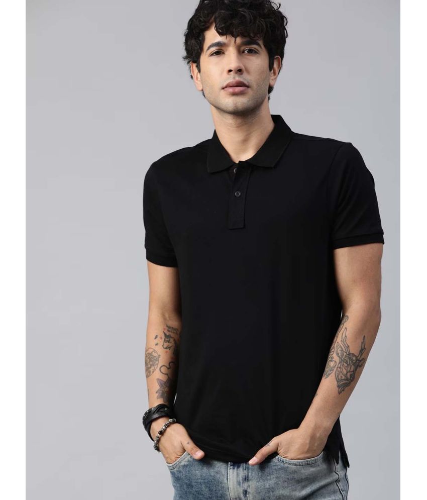     			Organic Chics Cotton Regular Fit Solid Half Sleeves Men's Polo T Shirt - Black ( Pack of 1 )