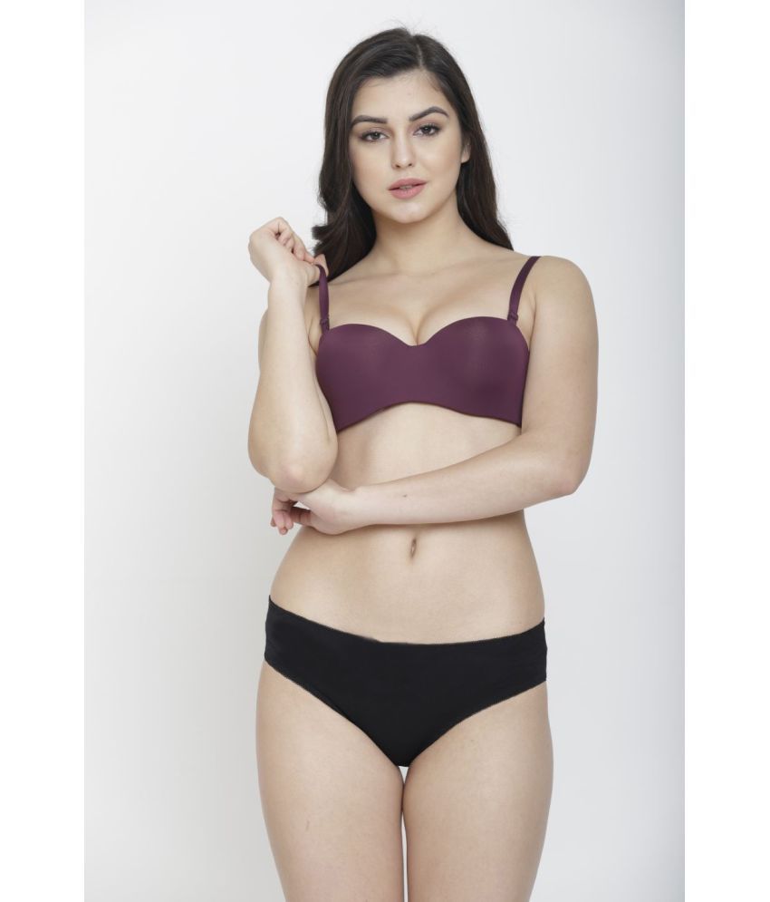     			PrettyCat Polyester Women's Bra & Panty Set ( Wine )