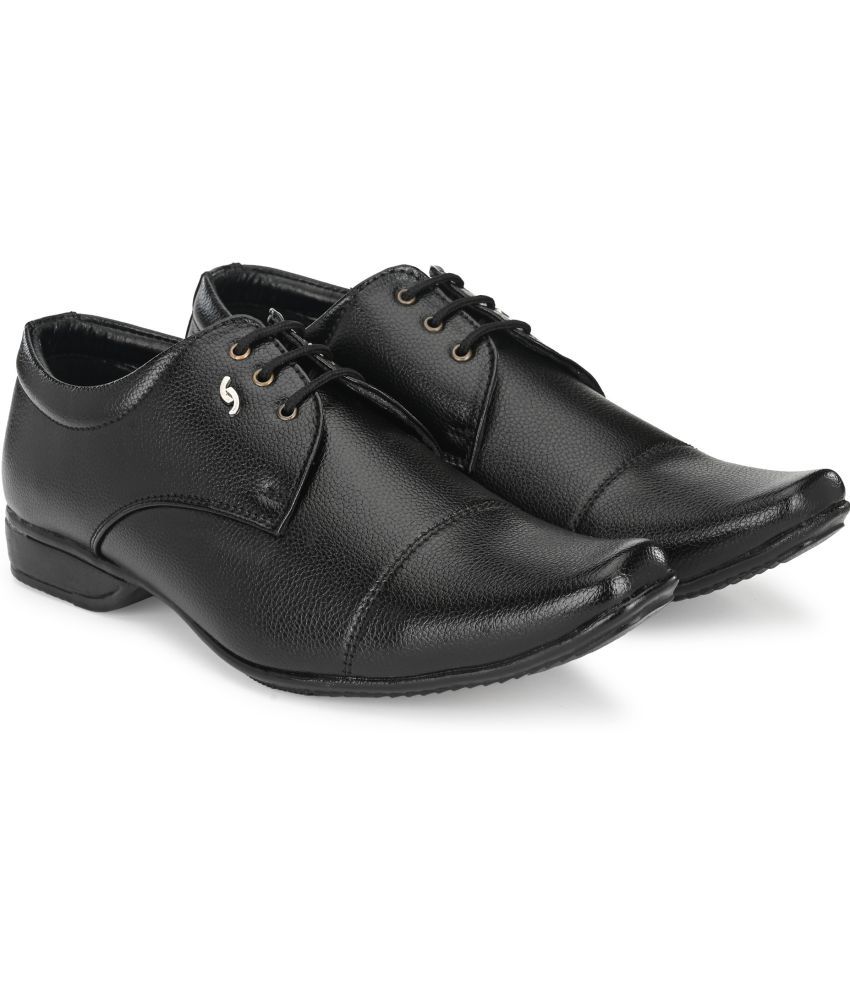     			Rising Wolf Black Men's Derby Formal Shoes