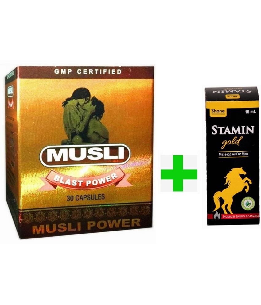     			Syan Deals Musli Blast Capsule 30 no.s & Shane Stamin Gold oil 15ml Combo
