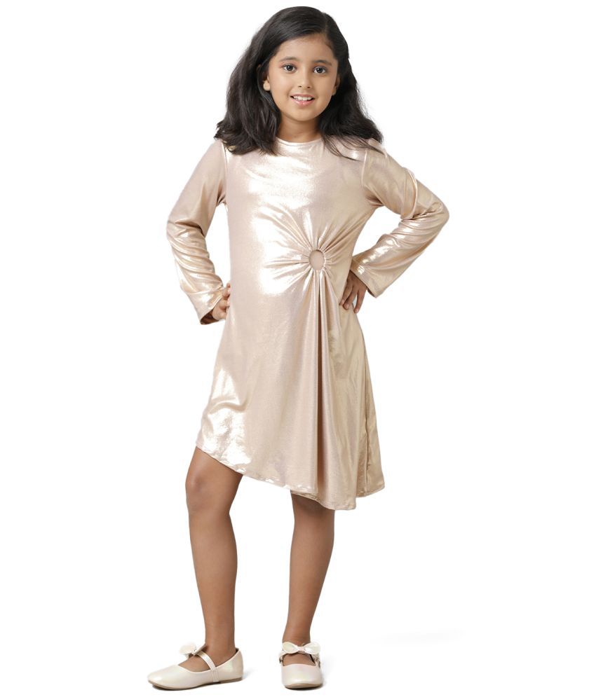     			Under Fourteen Only Gold Polyester Girls Asymmetric Dress ( Pack of 1 )