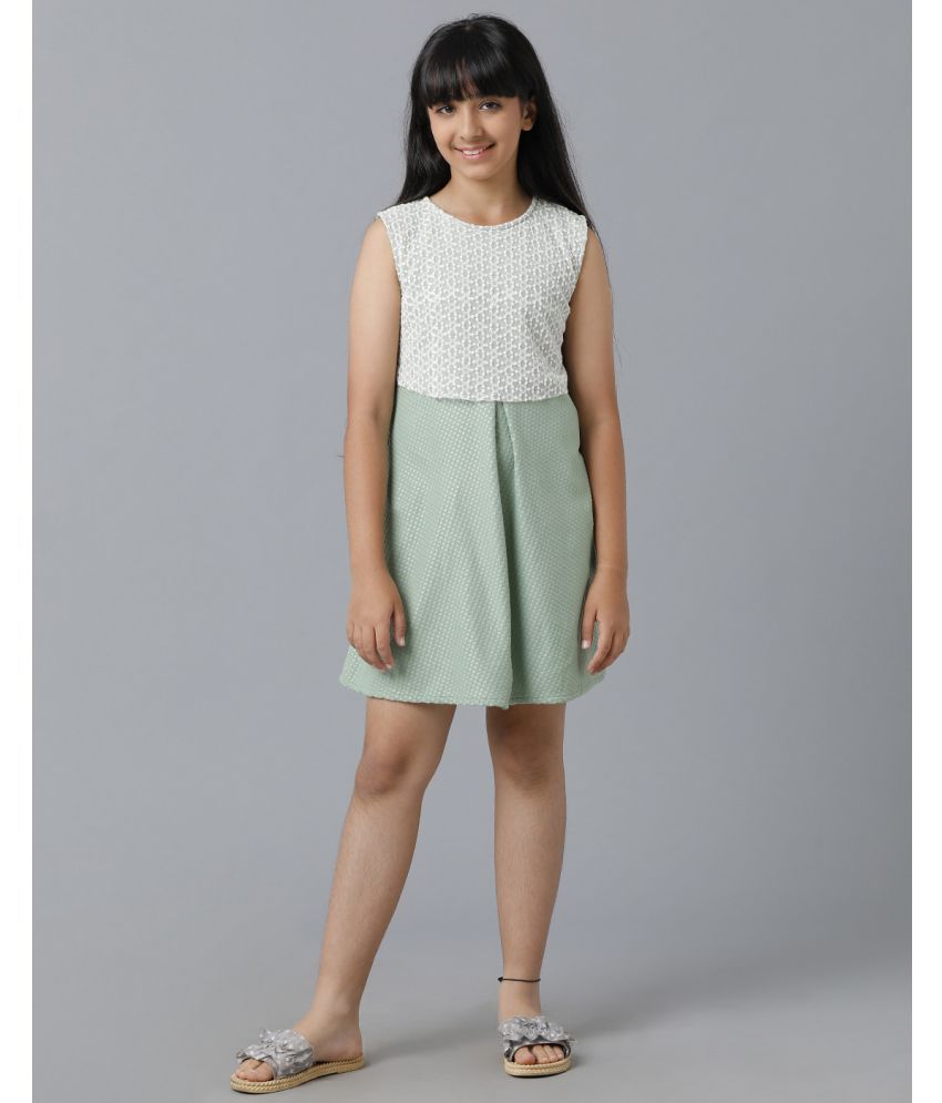     			Under Fourteen Only Green Cotton Girls Asymmetric Dress ( Pack of 1 )
