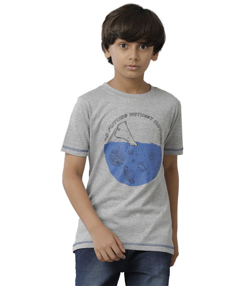     			Under Fourteen Only Pack of 1 Boys Cotton Blend T-Shirt ( Grey Melange )