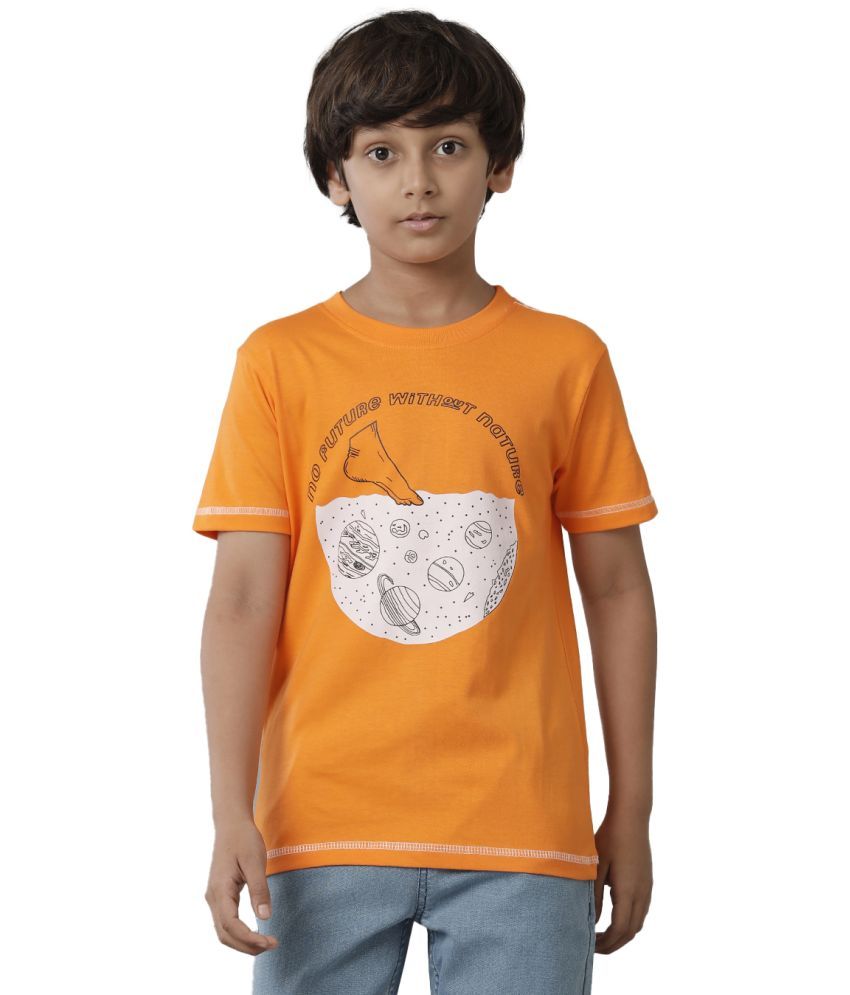     			Under Fourteen Only Pack of 1 Boys Cotton Blend T-Shirt ( Orange )