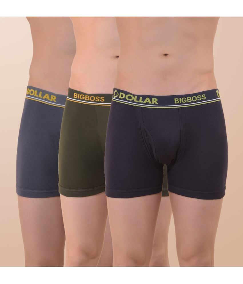     			Pack of 3 Dollar Bigboss Multicolor Interlock SCD Cotton Blend Men's Trunks