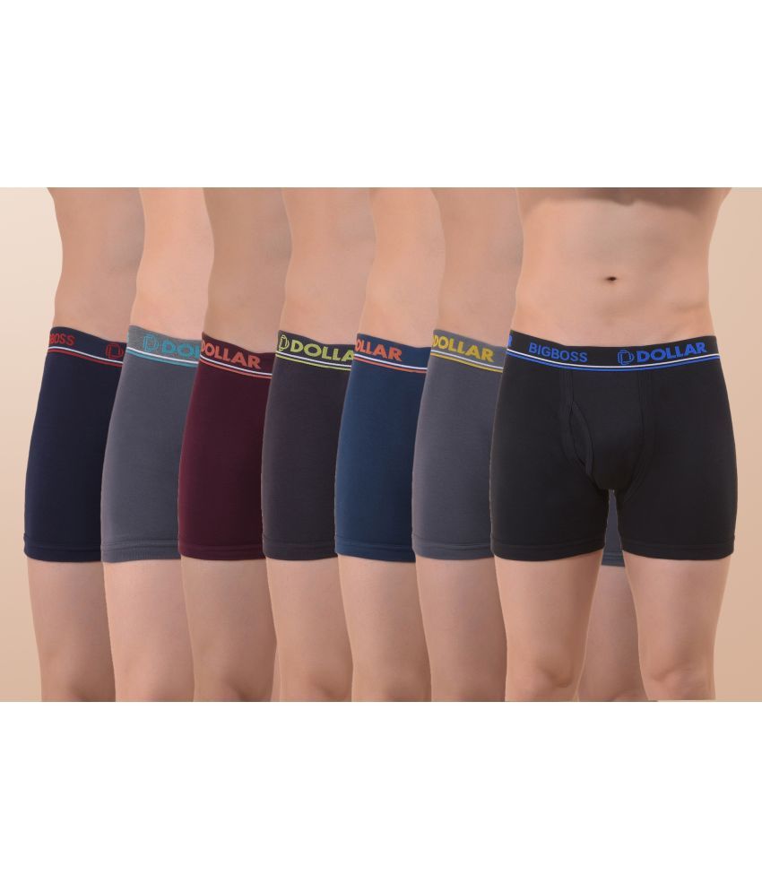     			Pack of 7 Dollar Bigboss Multicolor Interlock SCD Cotton Blend Men's Trunks