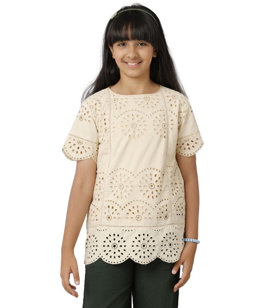     			Under Fourteen Only Beige Cotton Girls Top ( Pack of 1 )