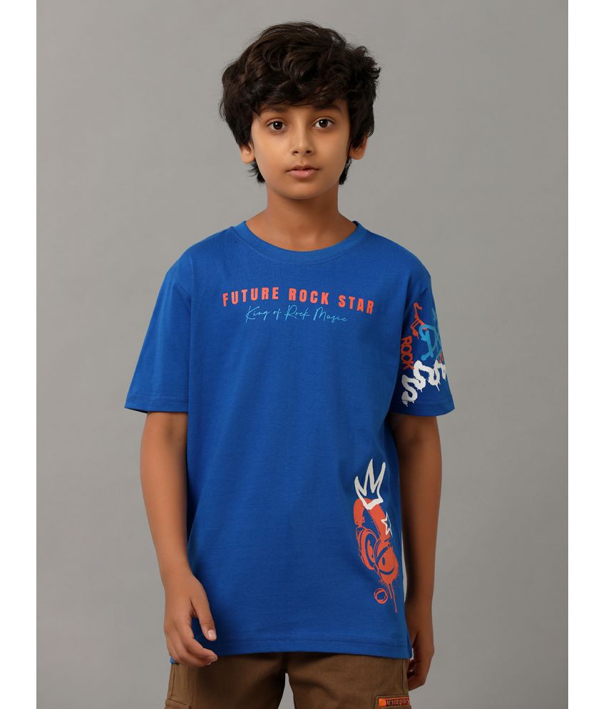     			Under Fourteen Only Blue Cotton Blend Boy's T-Shirt ( Pack of 1 )