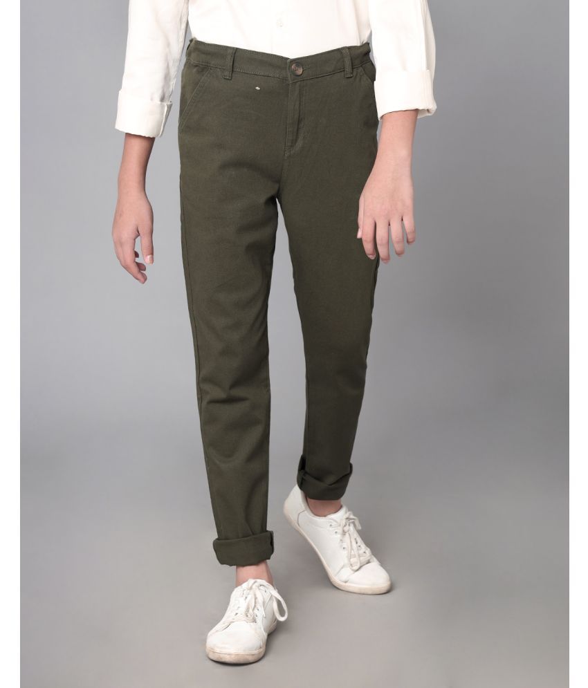     			Under Fourteen Only - Olive Cotton Boys Trousers ( Pack of 1 )