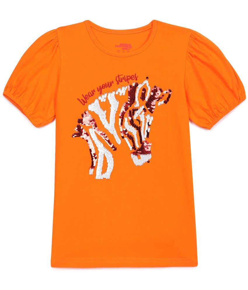     			Under Fourteen Only Orange Cotton Girls T-Shirt ( Pack of 1 )