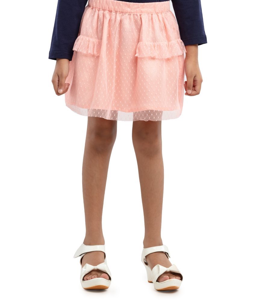     			Under Fourteen Only Pack of 1 Girls Polyester Straight Skirt ( Peach )