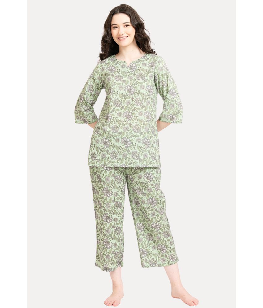     			Vyom Tara Green Cotton Women's Nightwear Nightsuit Sets ( Pack of 1 )