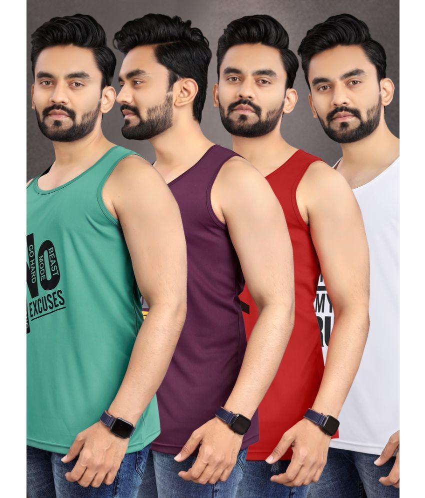     			Pack of 4 allan peter Cotton Blend Men's Vest ( Multicolor )