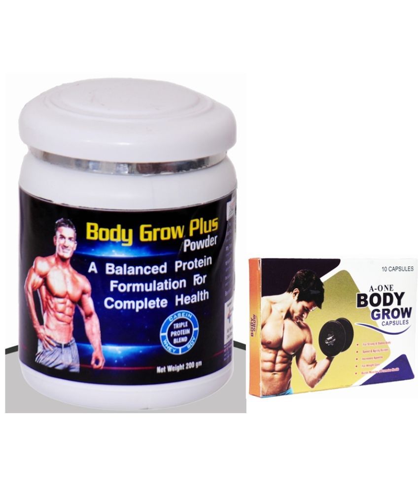     			Dr. Chopra GG A-One Body Grow Capsule 10 no.s & Rikhi Body Grow Plus Powder 200 gm Chocolate