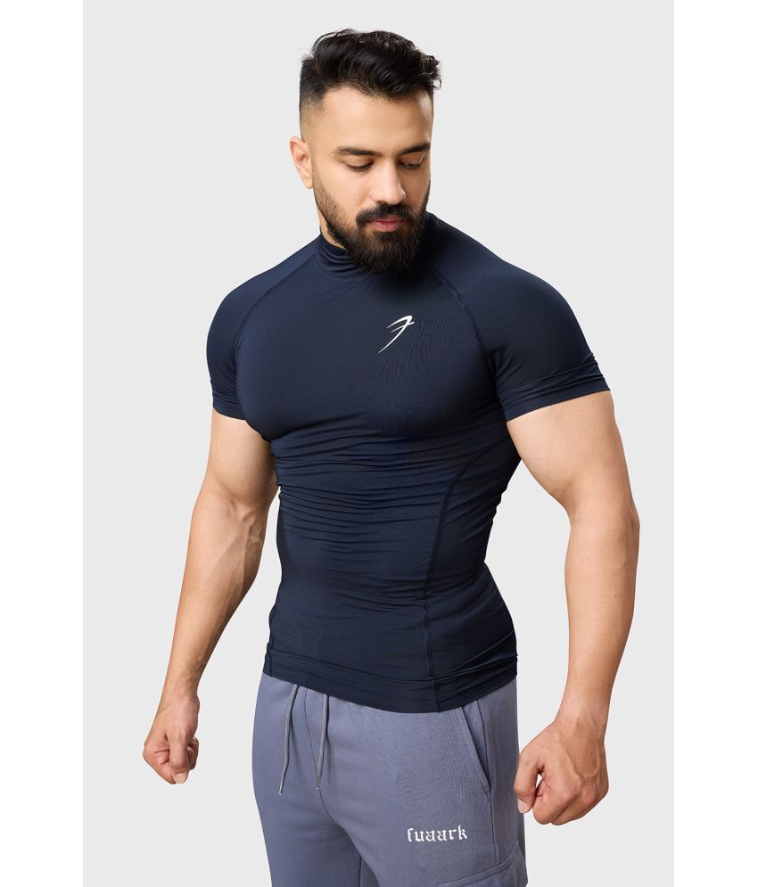     			Fuaark Navy Polyester Slim Fit Men's Compression T-Shirt ( Pack of 1 )