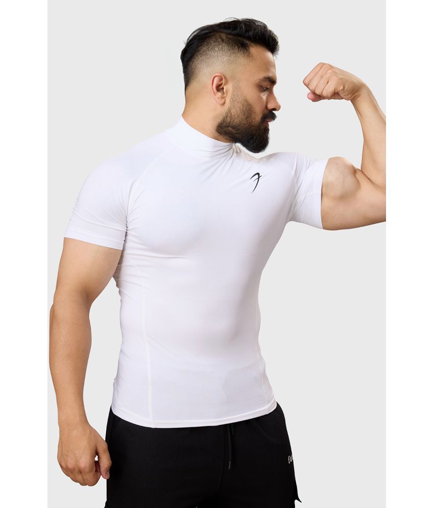     			Fuaark White Polyester Slim Fit Men's Compression T-Shirt ( Pack of 1 )