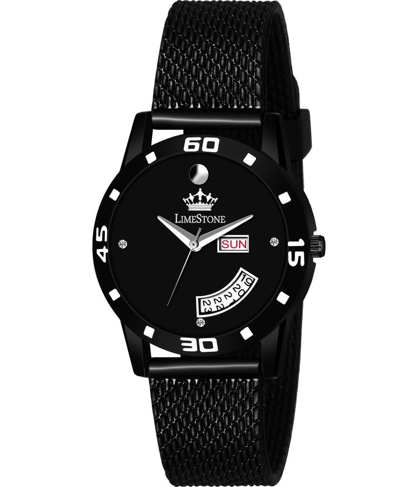     			LimeStone Black Silicon Analog Men's Watch