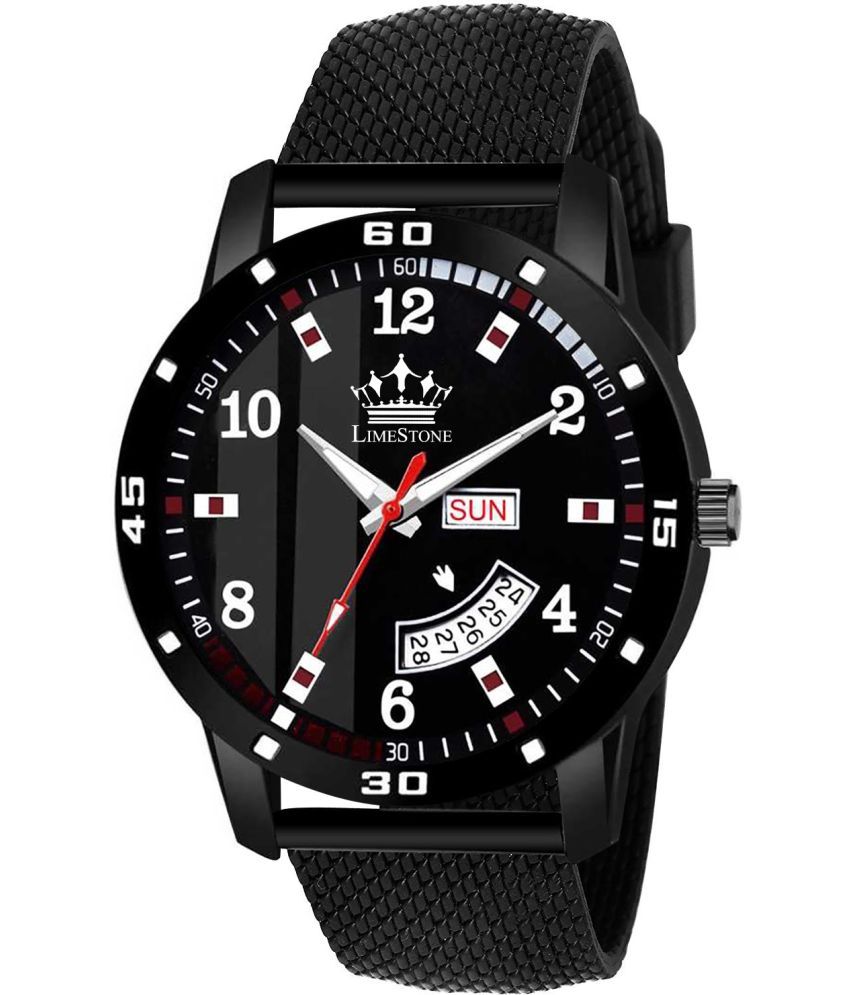     			LimeStone Black Silicon Analog Men's Watch