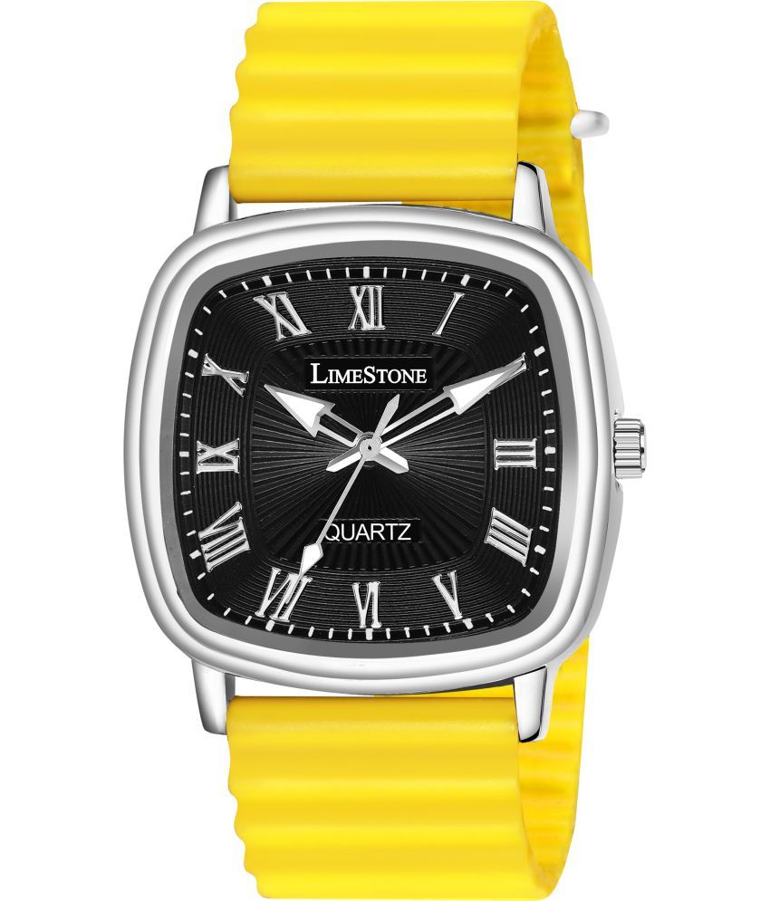     			LimeStone Yellow Silicon Analog Men's Watch