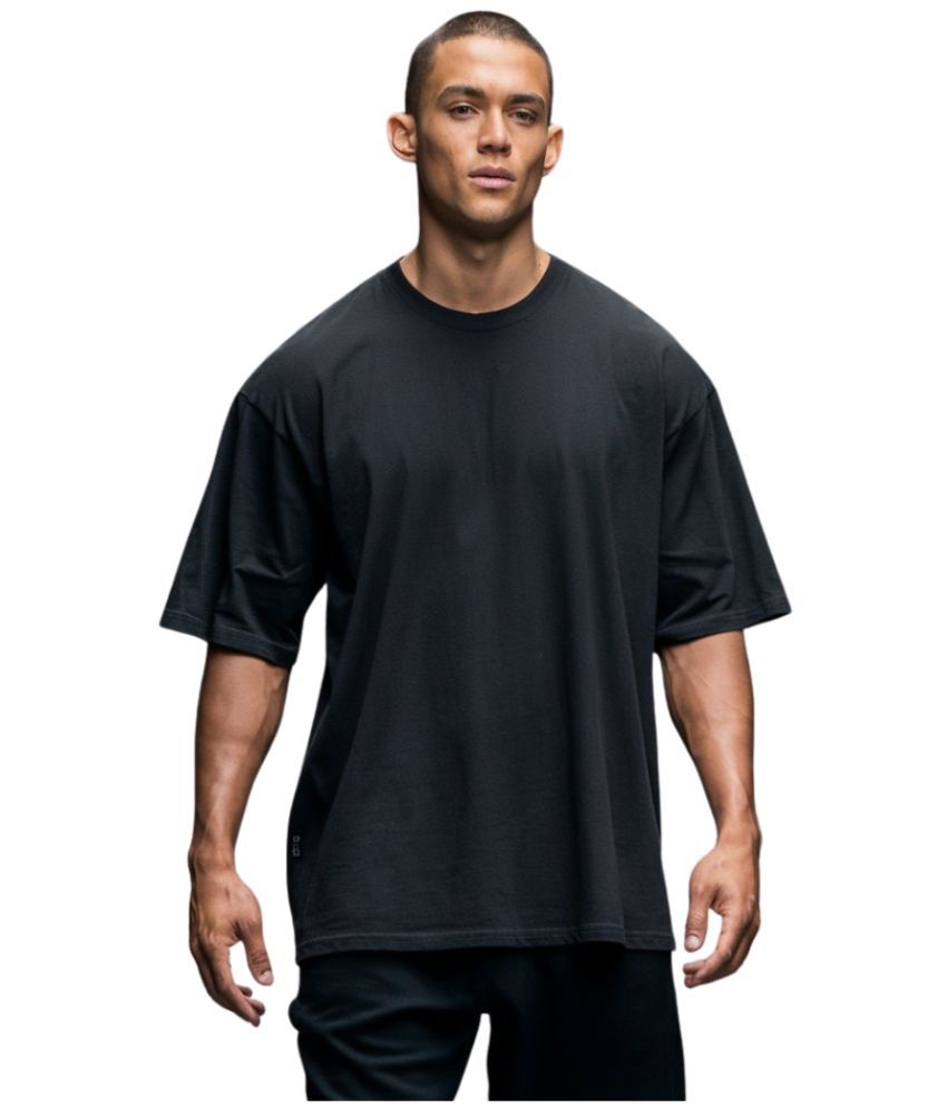     			URBAN FLAUNT Cotton Oversized Fit Solid Half Sleeves Men's T-Shirt - Black ( Pack of 1 )