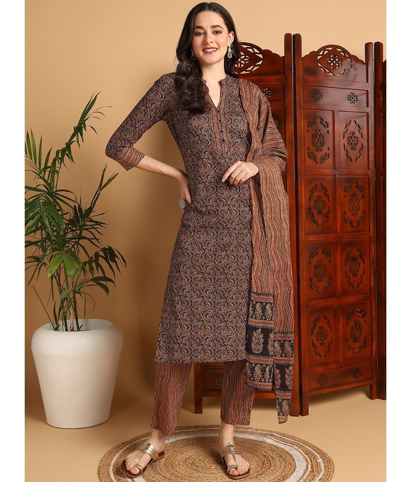     			Vaamsi Rayon Printed Kurti With Pants Women's Stitched Salwar Suit - Navy Blue ( Pack of 1 )