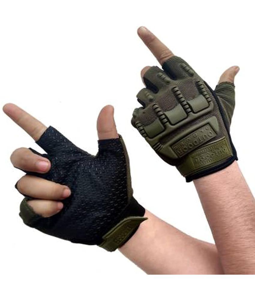     			ZAYSOO Green Nylon Men's Biker Gloves ( Pack of 1 )