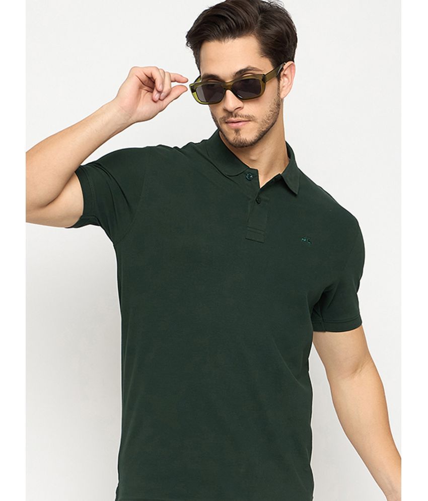     			98 Degree North Cotton Regular Fit Solid Half Sleeves Men's Polo T Shirt - Dark Green ( Pack of 1 )