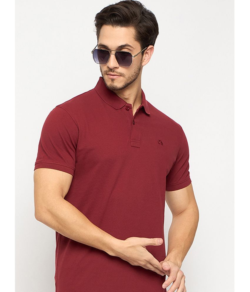     			98 Degree North Pack of 1 Cotton Regular Fit Solid Half Sleeves Men's Polo T Shirt ( Maroon )