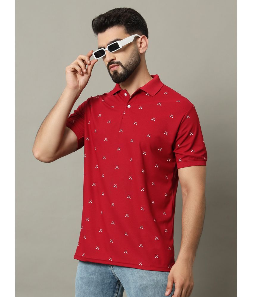     			DENNIN Cotton Blend Regular Fit Printed Half Sleeves Men's Polo T Shirt - Maroon ( Pack of 1 )