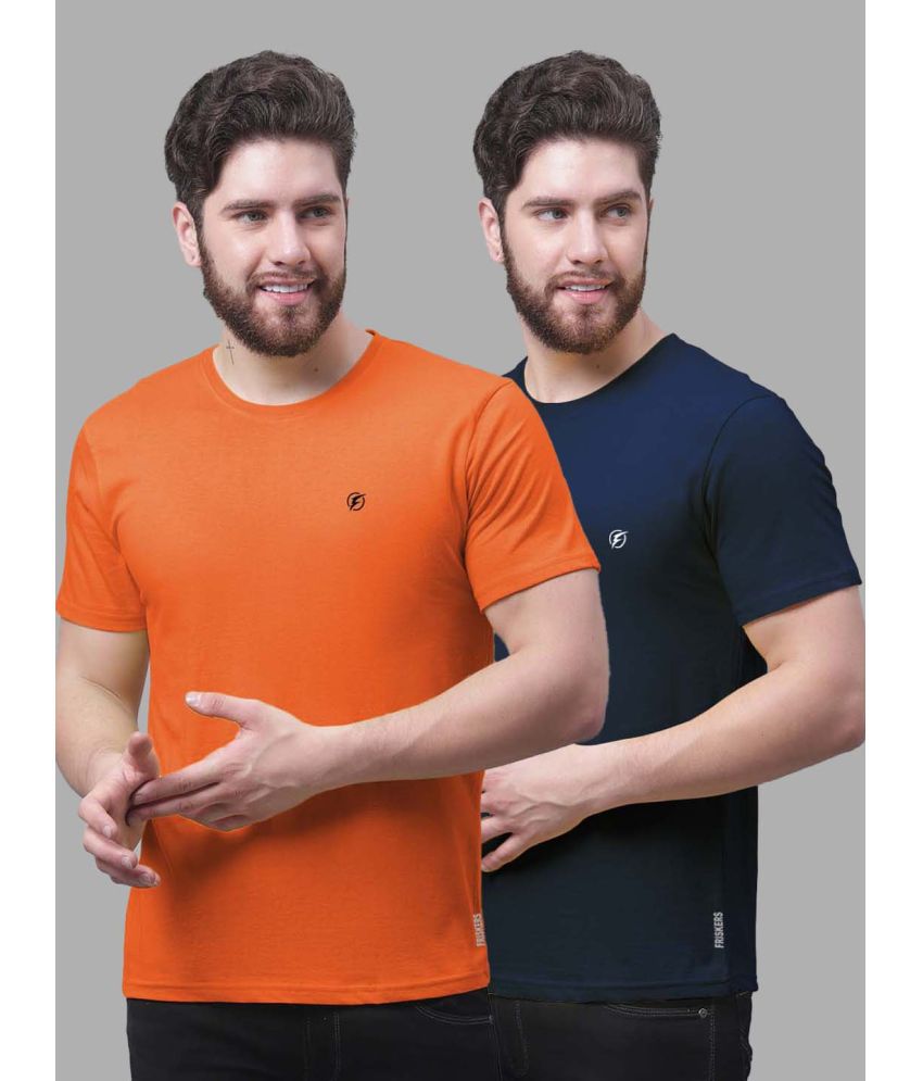     			Friskers Cotton Slim Fit Solid Half Sleeves Men's T-Shirt - Multicolor ( Pack of 2 )