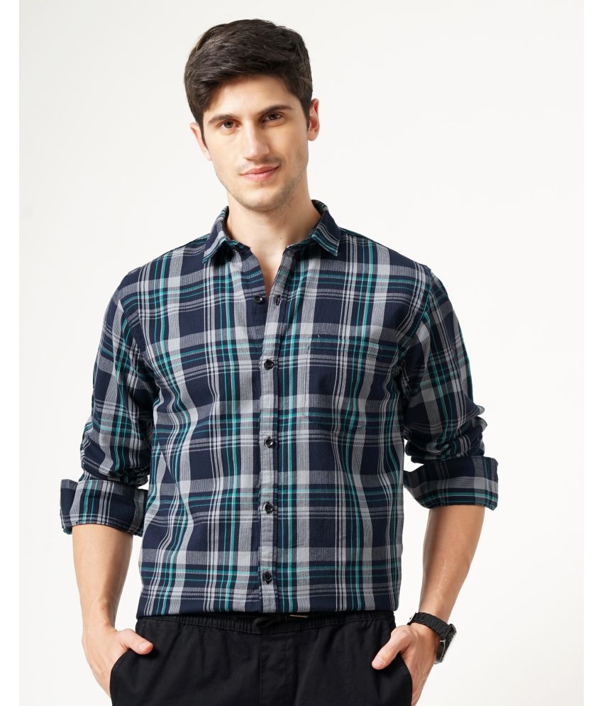     			HETIERS Corduroy Slim Fit Checks Full Sleeves Men's Casual Shirt - Navy ( Pack of 1 )