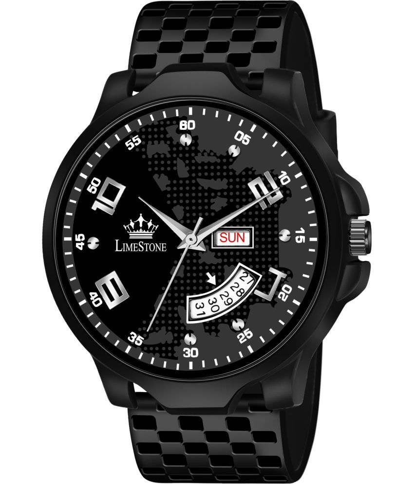     			LimeStone Black Silicon Analog Men's Watch