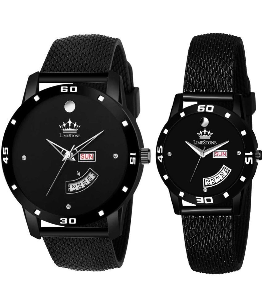     			LimeStone Black Silicon Analog Men's Watch