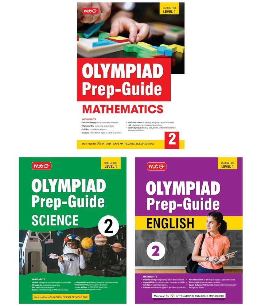     			MTG Olympiad Prep-Guide Class-2 Mathematics, Science & English (Set of 3 Books) - Detailed Theory, Self Test with IMO-NSO-IEO Chapterwise Previous Year Question Paper For SOF 2024-25 Exam