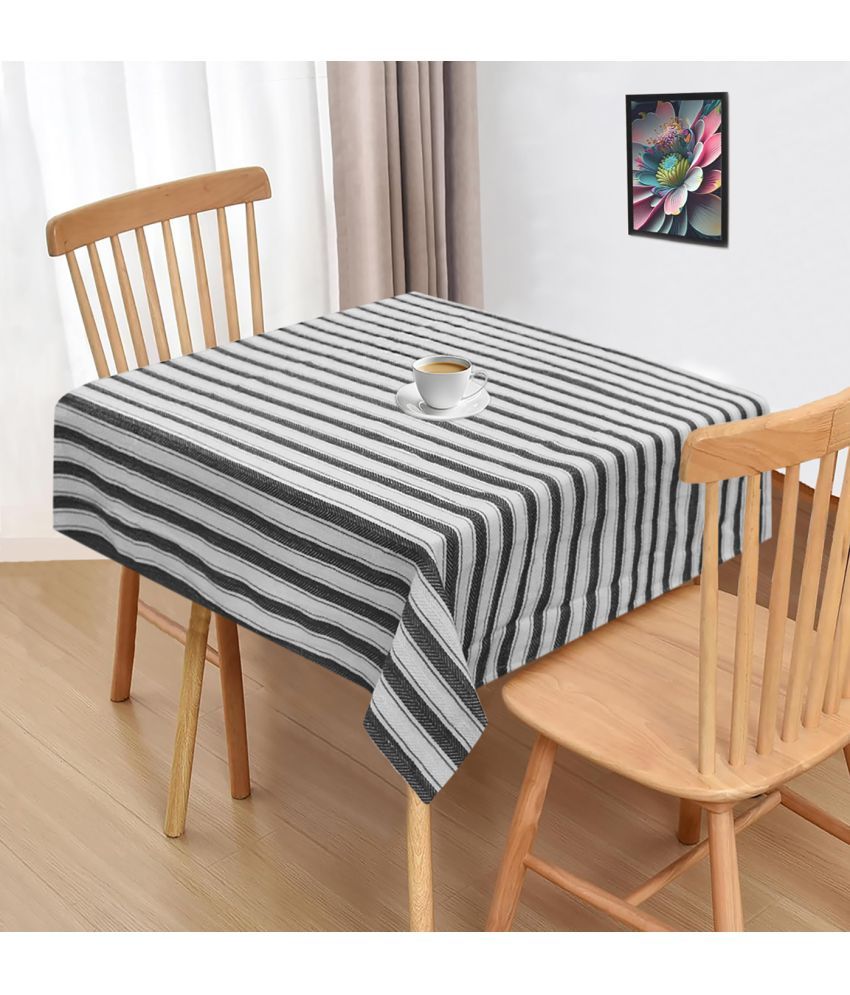     			Oasis Hometex Striped Cotton 2 Seater Square Table Cover ( 102 x 102 ) cm Pack of 1 Black