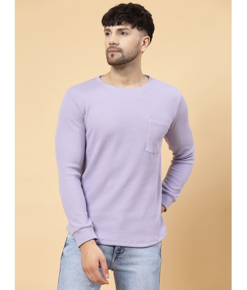     			Rigo Cotton Slim Fit Self Design Full Sleeves Men's T-Shirt - Lavender ( Pack of 1 )