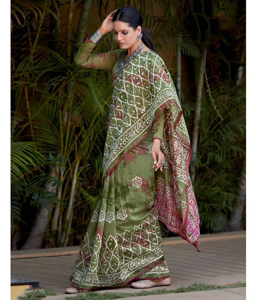     			Samah Viscose Printed Saree With Blouse Piece - Mint Green ( Pack of 1 )