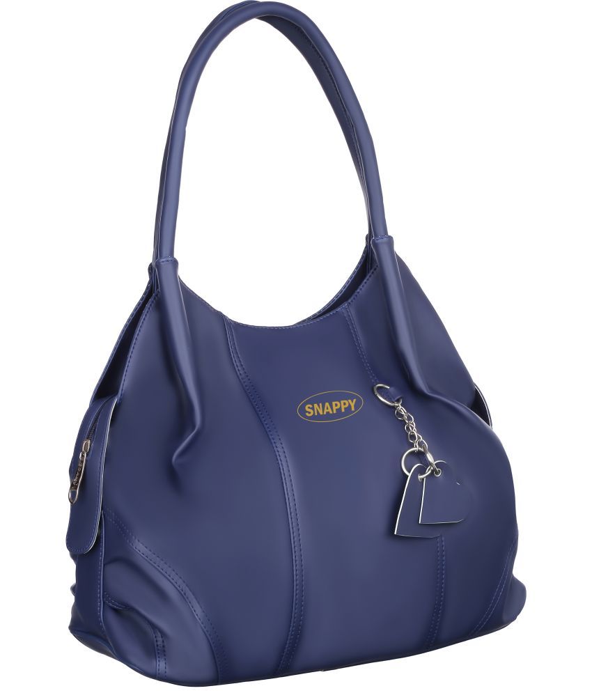     			Snappy Blue PU Shoulder Bag