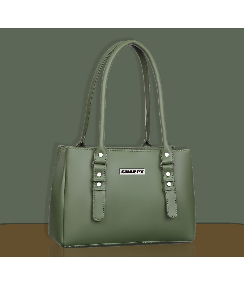     			Snappy Green PU Shoulder Bag