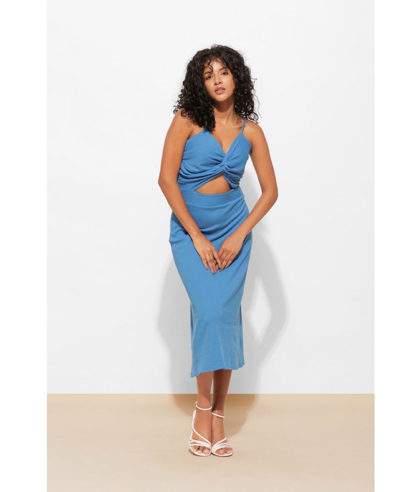     			Urban Sundari Cotton Solid Midi Women's Cut Out Dress - Blue ( Pack of 1 )