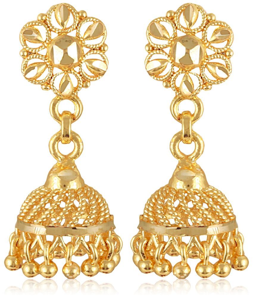     			Vighnaharta Golden Jhumki Earrings ( Pack of 1 )