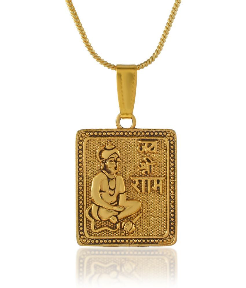     			Admier gold plated Shree bageshwar Balaji dham Hanuman ji Handmade Locket with jai shree ram Carving pendant for men women